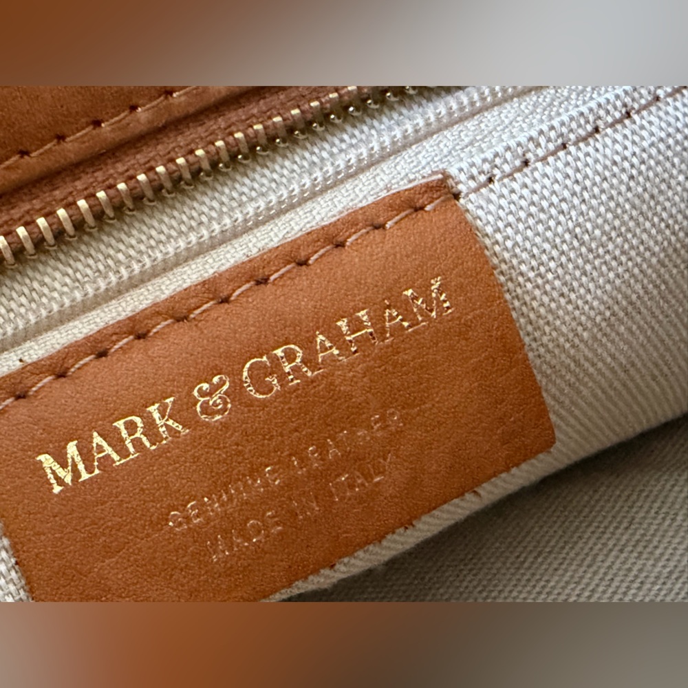 Mark & Graham Tan Leather Mini Tote with Bamboo Handles - Picture 3 of 12